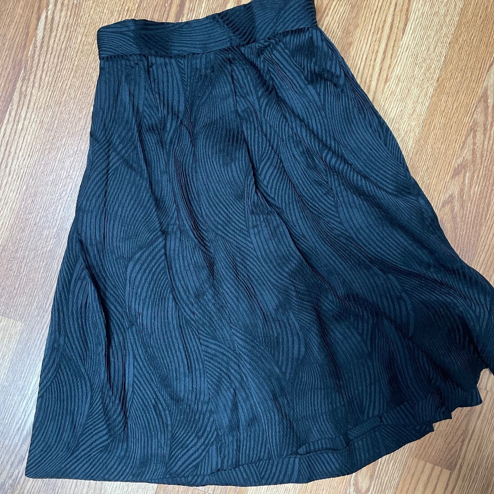 Black Textured Midi Skirt